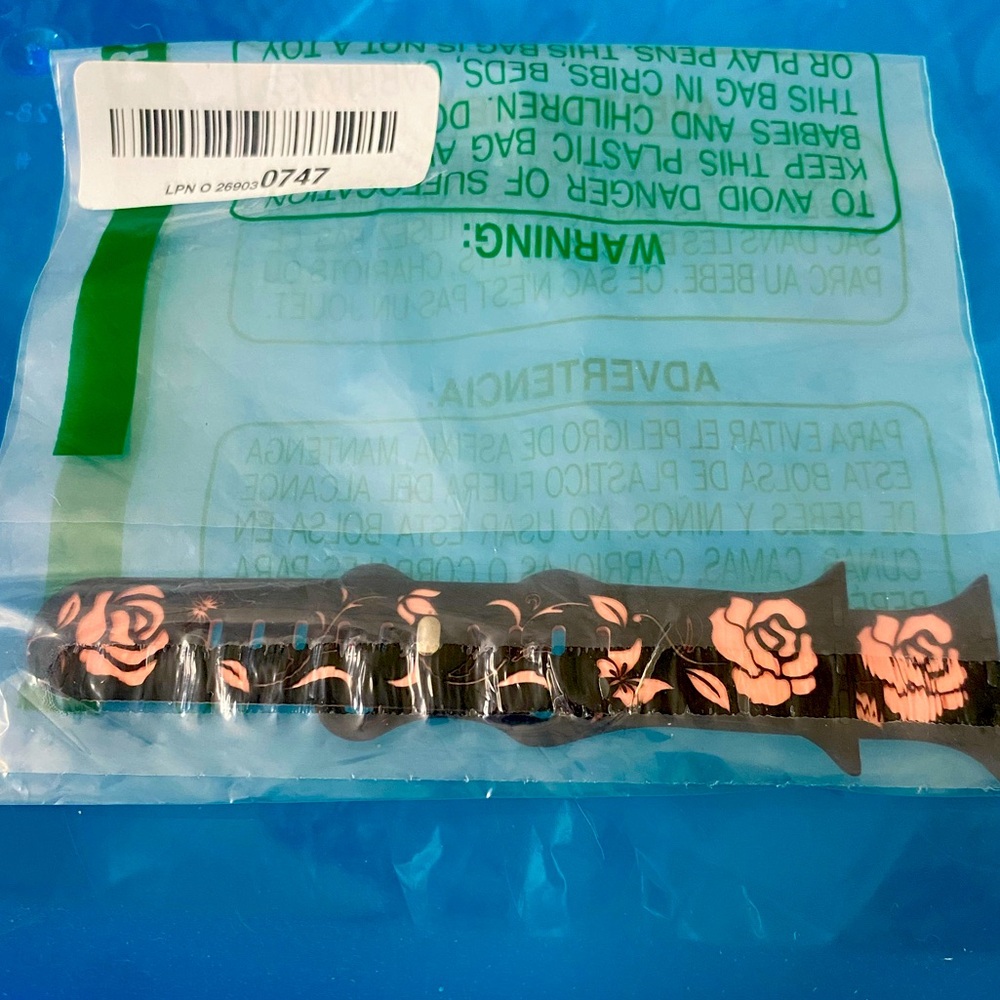 Black and Pink Floral Engraved Silicone Band Compatible with Apple Watch